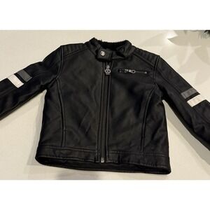 Koala Kik Boys‎ Black Faux Leather Jacket Skull & Crossbones 18-24 Months